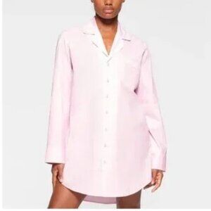 👗 SKIMS Cotton Poplin Sleep Dress in baby pink size LG